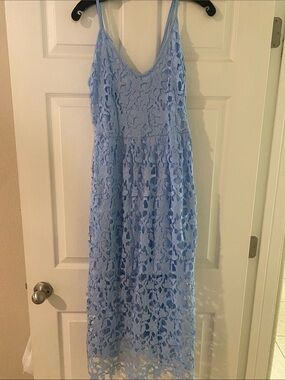 Light Blue Lace Midi Dress